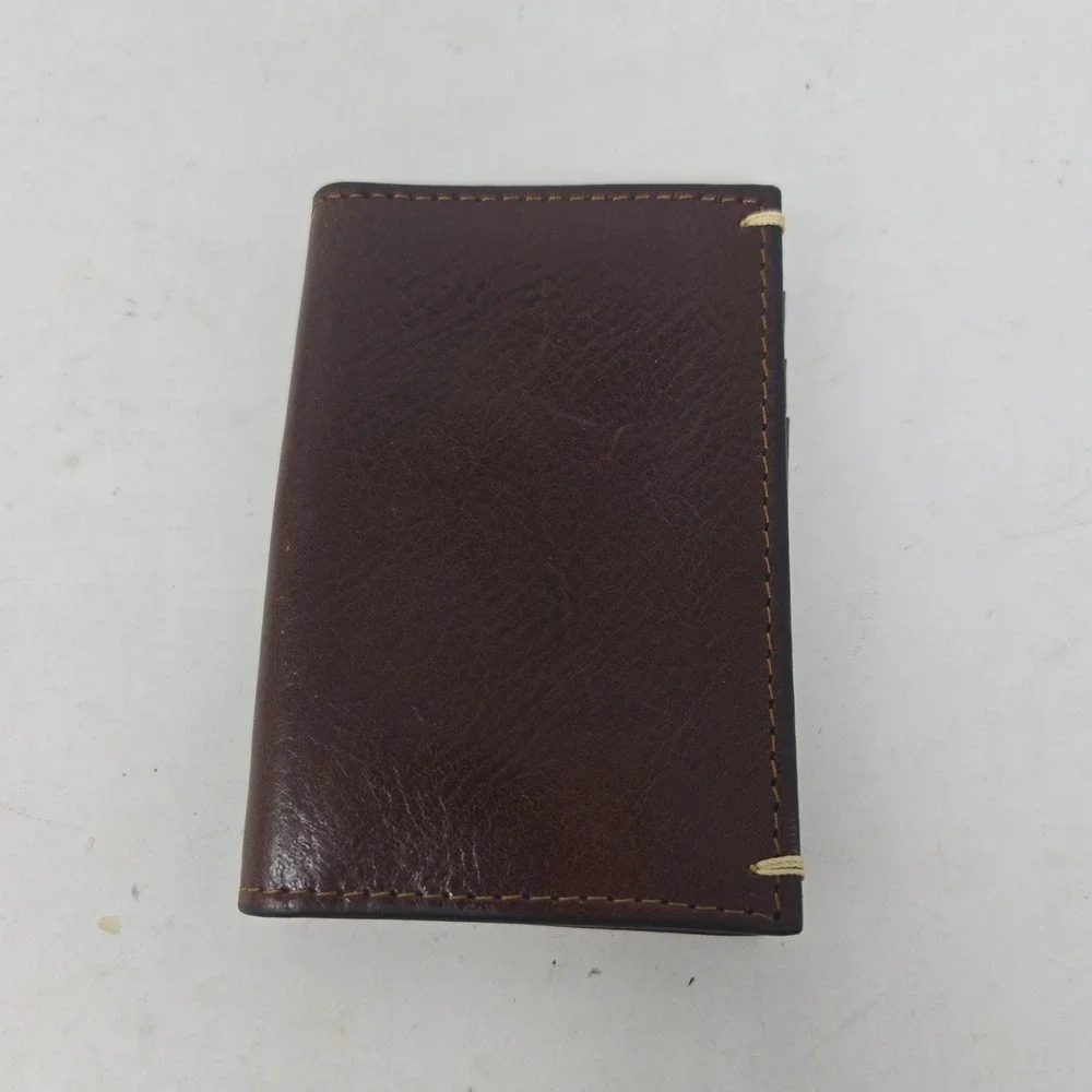 Tasso Elba Mens Brown Genuine Leather Bifold Wallet ID Window Card Holder